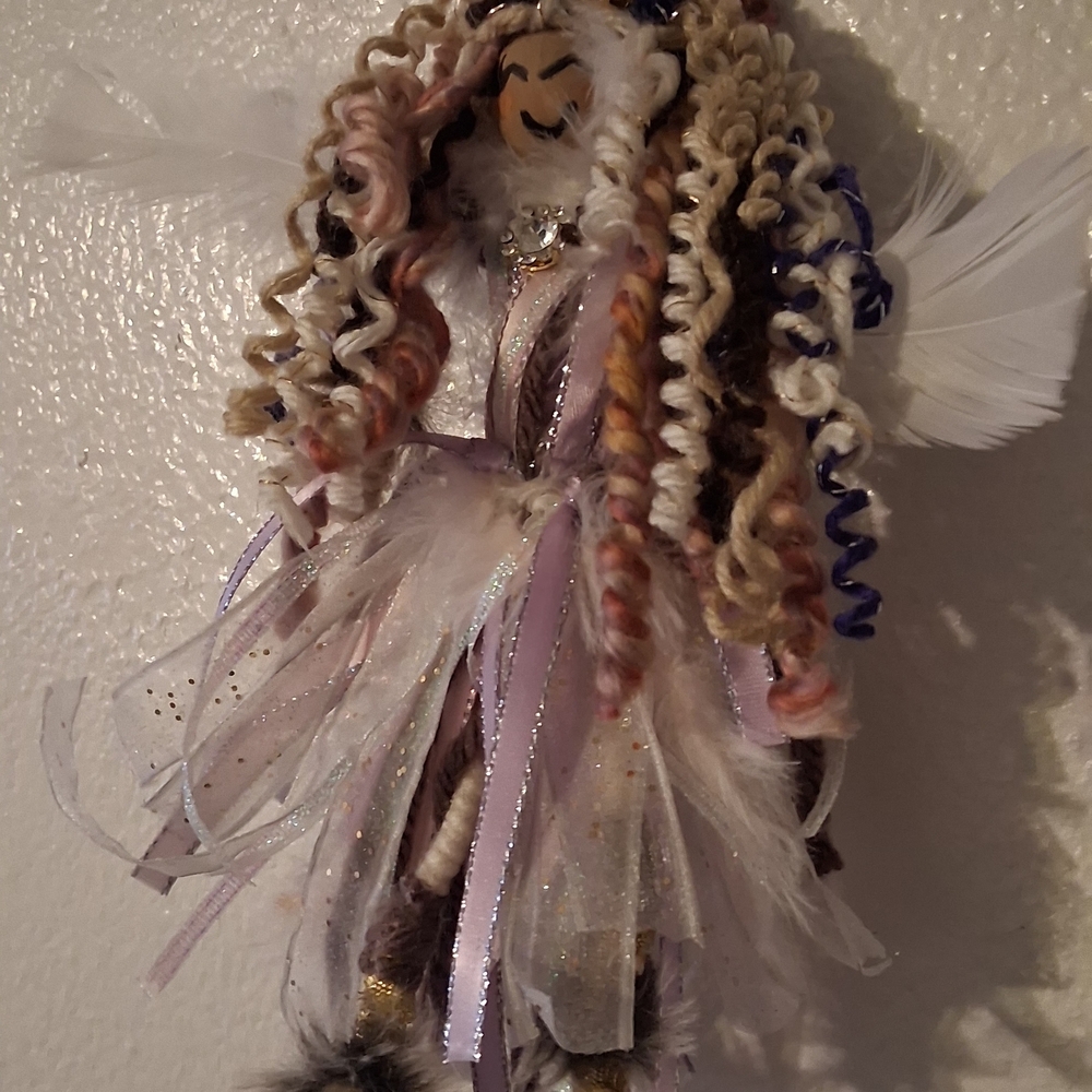 *(Handcrafted Angel Ornament Doll + Matching Magical White Satin Rose Tassle)*